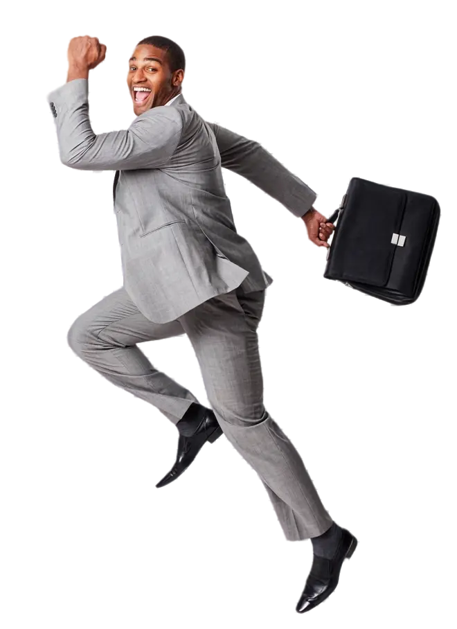 Professional celebrating a new job